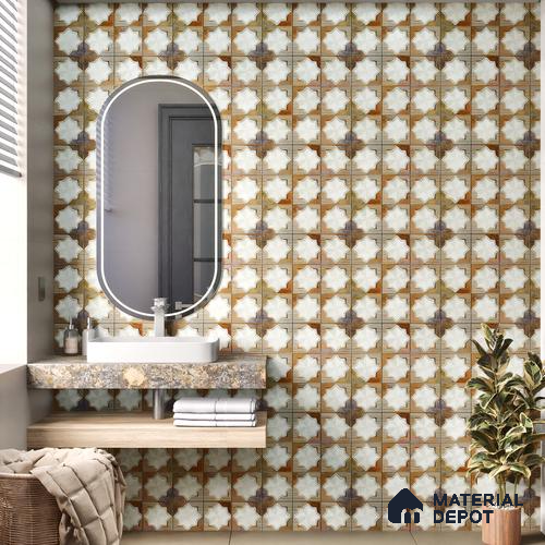 Moroccan Wall & Floor Tile TL 06352 B Shimmerix 12 inch x 12 inch Ceramic Matte Finish - 9.5 mm | Suitable for Accent / Feature Walls, Bathroom, Kitchen Wall & Backsplashes | Please Expect a Slight Variation of Pattern