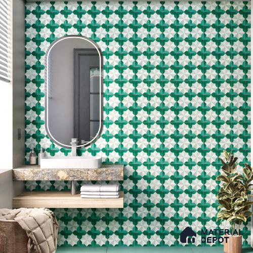 Moroccan Wall & Floor Tile TL 06352 Crystalova 12 inch x 12 inch Ceramic Matte Finish - 9.5 mm | Suitable for Accent / Feature Walls, Bathroom, Kitchen Wall & Backsplashes | Please Expect a Slight Variation of Pattern