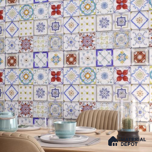 Moroccan Wall & Floor Tile TL 06335 B Mesh 12 inch x 12 inch Ceramic Matte Finish - 9.5 mm | Suitable for Accent / Feature Walls, Bathroom, Kitchen Backsplashes, Dining Area | Please Expect a Slight Variation of Pattern