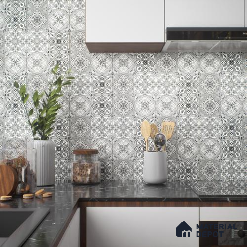 Moroccan Wall & Floor Tile TL 00296 Grey Matte Finish 1 ft x 1 ft Glazed Vitrified Tile - 12 mm | Suitable For Bathroom, Kitchen, Living Area | Image 7