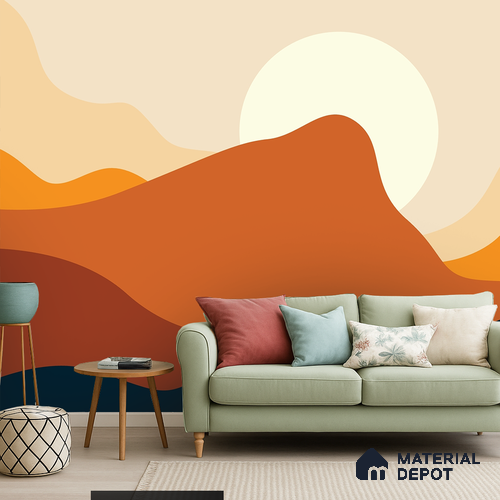 Amber Dunes Fiery Red Explosion | WP 04160 Canvas Texture Finish Abstract Style luxurious Customized size Wallpaper | 250 GSM WP01CNF Paper | (MOQ = 30 Sq. Ft.)