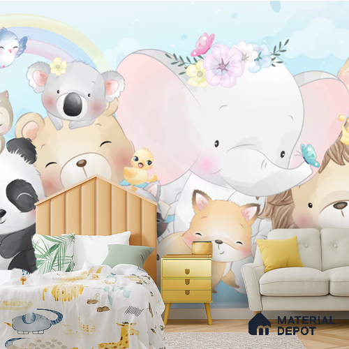 A Hug from the Wild Jumbo Animal View | WP 04085 B Non Woven Matte Finish Animal Print Style Premium Customized size Wallpaper | 150 GSM WP01MTF Paper | (MOQ = 30 Sq. Ft.)