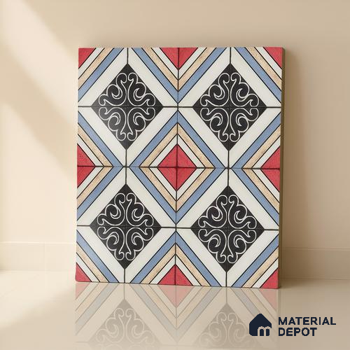 Moroccan Wall & Floor Tile TL 07655 Moroc Prism 1 ft x 1 ft Ceramic Matte Finish - 9 mm | Suitable For Kitchen, Bathroom, Living Area | Please Expect a Slight Variation of Pattern