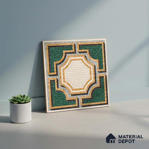 Wall & Floor Tile TL 10020 | CRV-112 | 1 ft x 1 ft  Finish Ceramic Tile - 10 mm | Suitable for Living Room, Bedroom, Bathroom & Kitchen | Please Expect a Slight Variation of Pattern