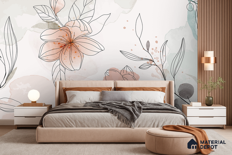 Pause Between Petals Neutral Gray Floral Look | WP 04119 B Non Woven Matte Finish Florals Style Premium Customized size Wallpaper | 150 GSM WP01MTF Paper | (MOQ = 30 Sq. Ft.)