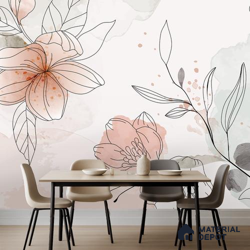 Pause Between Petals Neutral Gray Floral Look | WP 04119 B Non Woven Matte Finish Florals Style Premium Customized size Wallpaper | 150 GSM WP01MTF Paper | (MOQ = 30 Sq. Ft.)