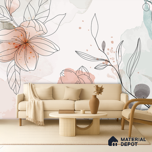 Pause Between Petals Neutral Gray Floral Look | WP 04119 Canvas Texture Finish Florals Style luxurious Customized size Wallpaper | 250 GSM WP01CNF Paper | (MOQ = 30 Sq. Ft.)