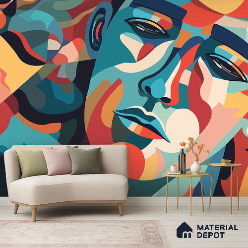 Emotional Geometry | WP 04152 Canvas Texture Finish Abstract Style luxurious Customized size Wallpaper | 250 GSM WP01CNF Paper | (MOQ = 30 Sq. Ft.)