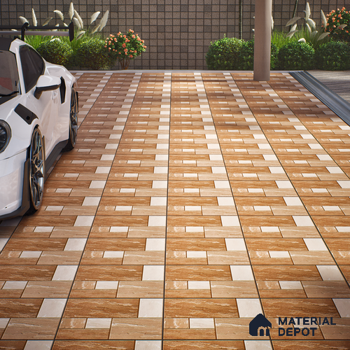 Budget Friendly Stone Look Value for Money Parking Floor Tile 16 x 16 inch | TL 00597 | Vitrified Matte Finish Tile - 12 mm | Suitable For Parking, Outdoor, Balcony & Terrace | Pattern Alignment May Vary | 2-3 mm Spacer is Mandatory