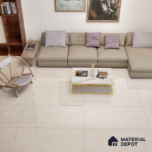 Natural Wall & Floor Tile TL 05336 B Aurelio Magnesite Cream 4 ft x 2 ft Vitrified High Gloss Finish - 9 mm | Suitable for Living Room, Bedroom, Feature / Accent Walls & Highlighter Wall