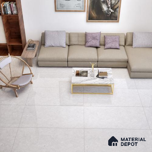 Natural Wall & Floor Tile TL 05336 Aurelio Magnesite Frost 4 ft x 2 ft Vitrified High Gloss Finish - 9 mm | Suitable for Living Room, Bedroom, Feature / Accent Walls & Highlighter Wall