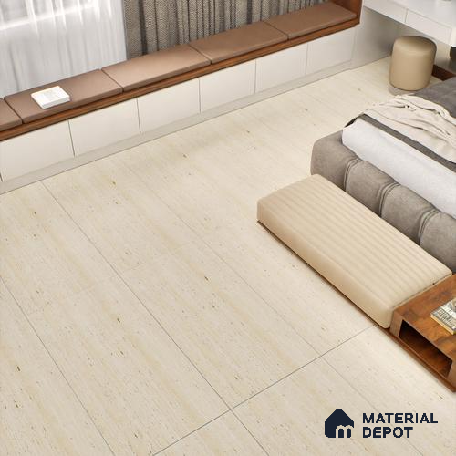 Natural Wall & Floor Tile TL 05337 C Aurelio Cream Travertino 4 ft x 2 ft Vitrified Carving Matte Finish - 9 mm | Suitable for Living Room, Bedroom, Feature / Accent Walls & Highlighter Wall
