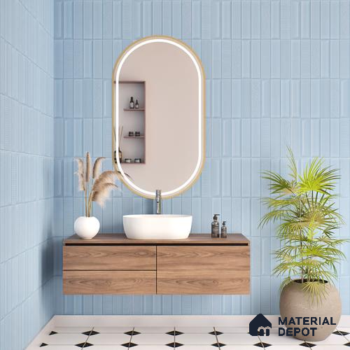 TL 00699 F Oceanic Surfer Series Pattern 5 Blue Chrome Finish 4 ft x 2 ft Full Body Vitrified Tile - 9 mm