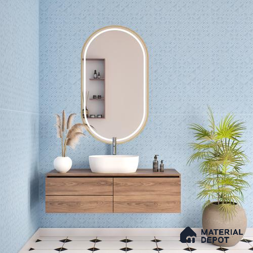 TL 00699 H Oceanic Surfer Series Pattern 7 Blue Chrome Finish 4 ft x 2 ft Full Body Vitrified Tile - 9 mm