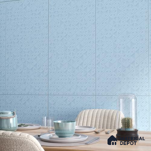 TL 00699 H Oceanic Surfer Series Pattern 7 Blue Chrome Finish 4 ft x 2 ft Full Body Vitrified Tile - 9 mm