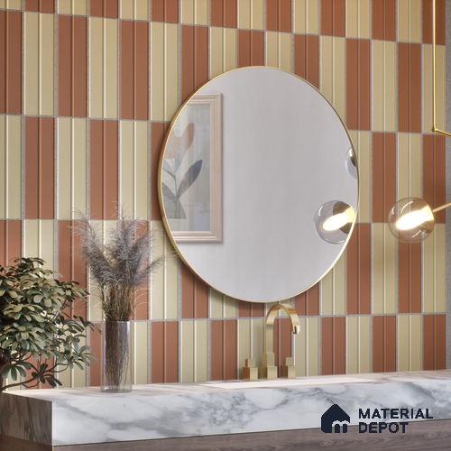 Subway Fluted Wall Tile TL 04960 C Elegancia Florentine Brown 12 x 4 inch Ceramic Matte Finish - 7.5 mm | Suitable for Highlighter Walls, Foyer, Bathroom, Kitchen Wall & Backsplashes