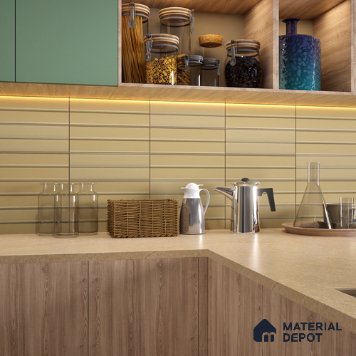 Subway Fluted Wall Tile TL 04960 C Elegancia Florentine Brown 12 x 4 inch Ceramic Matte Finish - 7.5 mm | Suitable for Highlighter Walls, Foyer, Bathroom, Kitchen Wall & Backsplashes