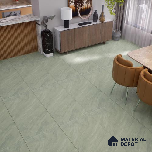 Marble Floor & Wall Tile | TL 00681 Olive Green 4 ft x 2 ft Matte Finish Full Body Vitrified Tile - 9 mm | Suitable For Living Room, Bedroom, Dining Area