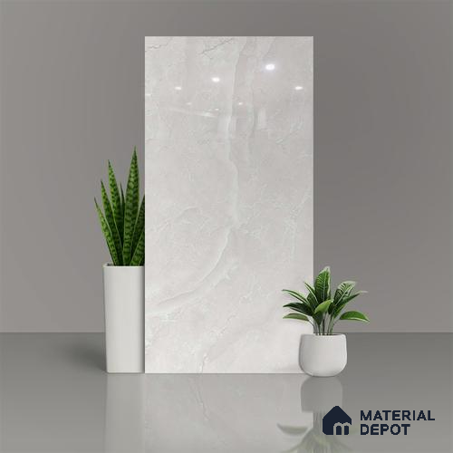 Marble Floor & Wall Tile TL 02214 Omani Grey 4 ft x 2 ft Glossy Finish Vitrified Tile - 9 mm (Random 3)
