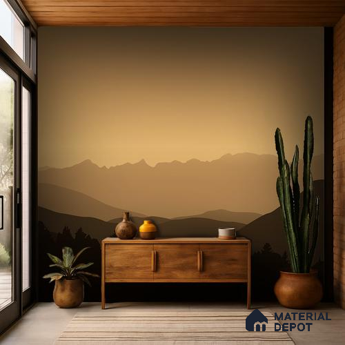 Silent Mountains Motif | WP 04161 Canvas Texture Finish Abstract Style luxurious Customized size Wallpaper | 250 GSM WP01CNF Paper | (MOQ = 30 Sq. Ft.)
