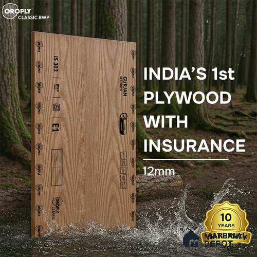 Oroply PL 00046 8 x 4 ft Classic BWP Grade | ISI 303 BWP Certified Plywood - 12 mm | Warranty - 10 Years