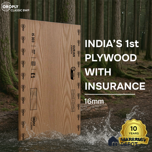 Oroply PL 00047 8 x 4 ft Classic BWP Grade | ISI 303 BWP Certified Plywood - 16 mm | Warranty - 10 Years