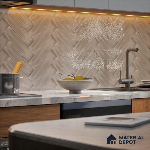 Subway Wall Tile TL 04826 AD Encanto Nimbus Silver 12 x 3 inch Ceramic Glossy Finish - 6.5 mm | Suitable for Highlighter Walls, Foyer, Bathroom, Kitchen Wall & Backsplashes