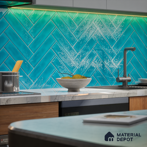 Subway Wall Tile TL 04826 AF Encanto Shade 6 Mild Blue 12 x 3 inch Ceramic Glossy Finish - 6.5 mm | Suitable for Highlighter Walls, Foyer, Bathroom, Kitchen Wall & Backsplashes