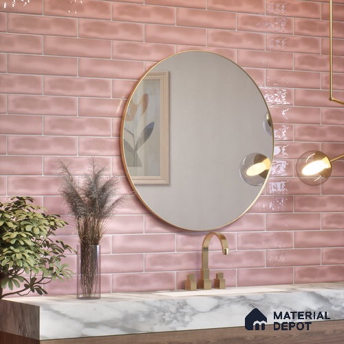 Subway Wall Tile TL 04826 AL Encanto Shade 2 Nexa Pink 12 x 3 inch Ceramic Glossy Finish - 6.5 mm | Suitable for Highlighter Walls, Foyer, Bathroom, Kitchen Wall & Backsplashes