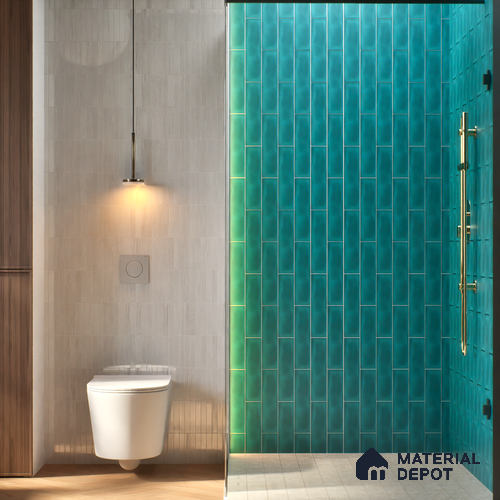 Subway Wall Tile TL 04826 AM Encanto Shade 4 Polsihed Blue 12 x 3 inch Ceramic Matte Finish - 6.5 mm | Suitable for Highlighter Walls, Foyer, Bathroom, Kitchen Wall & Backsplashes