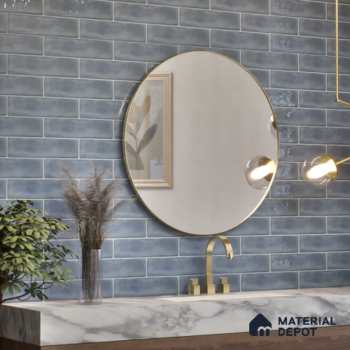 Subway Wall Tile TL 04826 D Encanto Shade 1 Cool Gris Blue 12 x 3 inch Ceramic Glossy Finish - 6.5 mm | Suitable for Highlighter Walls, Foyer, Bathroom, Kitchen Wall & Backsplashes