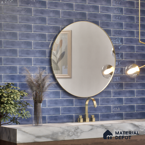 Subway Wall Tile TL 04826 E Encanto Shade 2 Bimini Blue 12 x 3 inch Ceramic Glossy Finish - 6.5 mm | Suitable for Highlighter Walls, Foyer, Bathroom, Kitchen Wall & Backsplashes