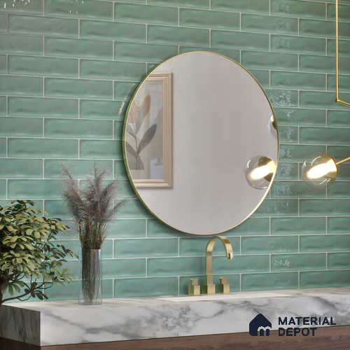 Subway Wall Tile TL 04826 G Encanto Vintage County Green 12 x 3 inch Ceramic Glossy Finish - 6.5 mm | Suitable for Highlighter Walls, Foyer, Bathroom, Kitchen Wall & Backsplashes