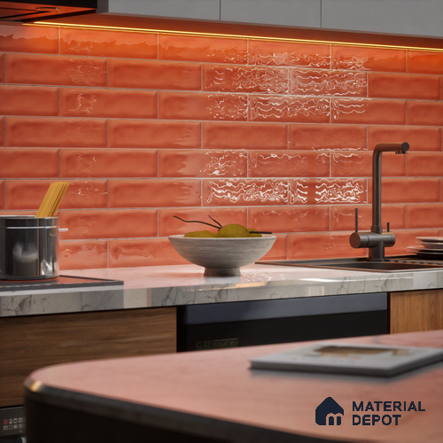 Subway Wall Tile TL 04826 H Encanto Spiced Umber 12 x 3 inch Ceramic Glossy Finish - 6.5 mm | Suitable for Highlighter Walls, Foyer, Bathroom, Kitchen Wall & Backsplashes