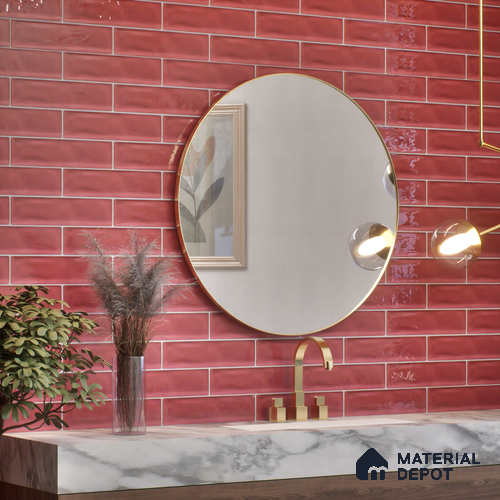 Subway Wall Tile TL 04826 J Encanto Burgundy Brown 12 x 3 inch Ceramic Glossy Finish - 6.5 mm | Suitable for Highlighter Walls, Foyer, Bathroom, Kitchen Wall & Backsplashes