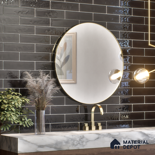 Subway Wall Tile TL 04826 M Encanto Inky Depths 12 x 3 inch Ceramic Glossy Finish - 6.5 mm | Suitable for Highlighter Walls, Foyer, Bathroom, Kitchen Wall & Backsplashes