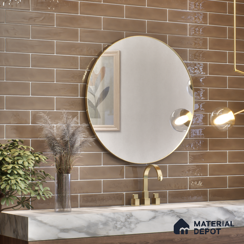 Subway Wall Tile TL 04826 T Encanto Shade 1 Tawny Umber 12 x 3 inch Ceramic Glossy Finish - 6.5 mm | Suitable for Highlighter Walls, Foyer, Bathroom, Kitchen Wall & Backsplashes