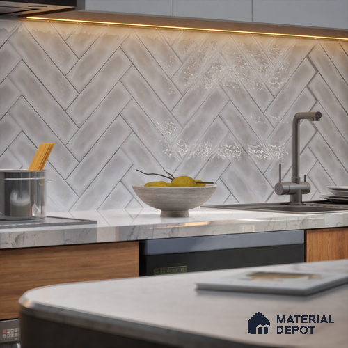 Subway Wall Tile TL 04826 U Encanto Shade 2 Oxford Light 12 x 3 inch Ceramic Glossy Finish - 6.5 mm | Suitable for Highlighter Walls, Foyer, Bathroom, Kitchen Wall & Backsplashes