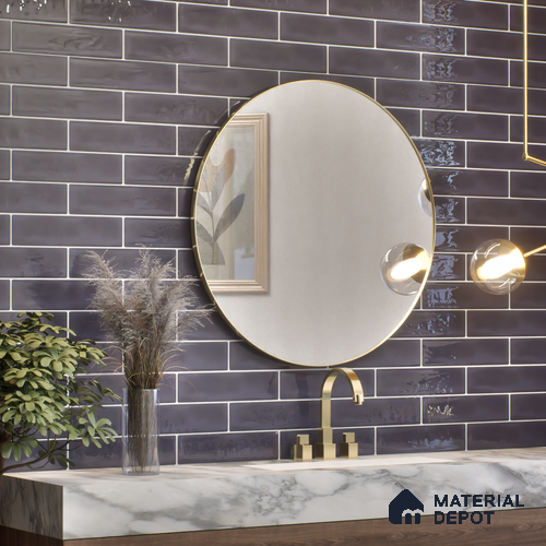 Subway Wall Tile TL 04826 V Encanto Shade 2 Black Abyss 12 x 3 inch Ceramic Glossy Finish - 6.5 mm | Suitable for Highlighter Walls, Foyer, Bathroom, Kitchen Wall & Backsplashes