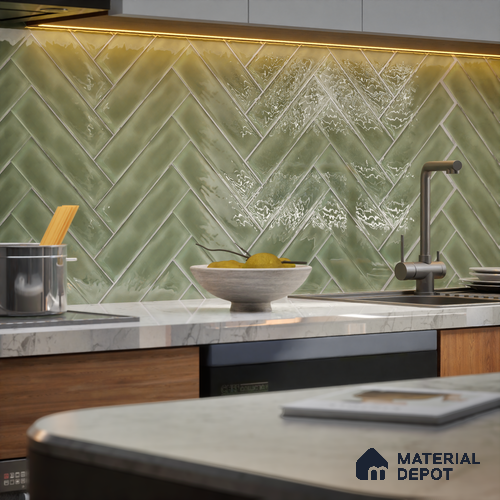 Subway Wall Tile TL 04826 W Encanto Shade 1 Emerald Isle 12 x 3 inch Ceramic Glossy Finish - 6.5 mm | Suitable for Highlighter Walls, Foyer, Bathroom, Kitchen Wall & Backsplashes