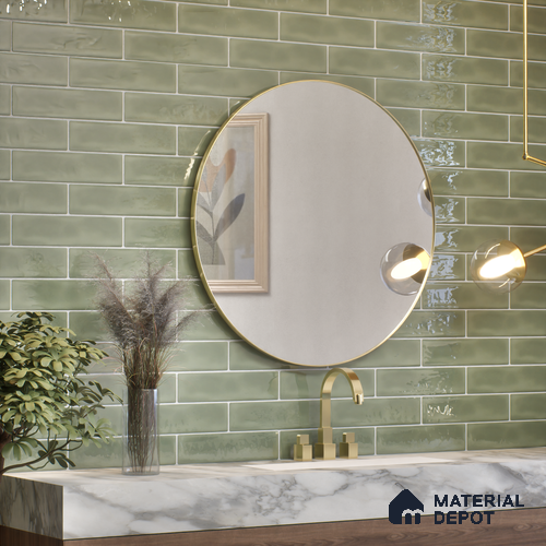 Subway Wall Tile TL 04826 W Encanto Shade 1 Emerald Isle 12 x 3 inch Ceramic Glossy Finish - 6.5 mm | Suitable for Highlighter Walls, Foyer, Bathroom, Kitchen Wall & Backsplashes