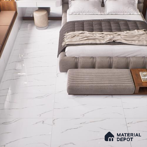Budget Friendly Marble Floor & Wall Tile Value For Money TL 05601 Statuario Pacific 4 ft x 2 ft - Vitrified Glossy Finish -9 mm | 3 Random Design | Suitable for Living Room, Bedroom & Bathroom