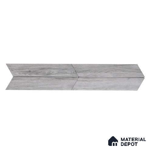 Subway Wall & Floor Tile TL 05233 O Edge Craft Glitch Grigio Chevron Edge 18 x 3 inch (450x80 mm) Vitrified Matte Finish - 8 mm | Random Design | Suitable for Accent / Feature Walls, Bathroom, Kitchen Wall & Backsplashes