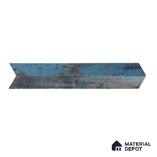 Subway Metallic Wall & Floor Tile TL 05233 Edge Craft Trench Turquoise Chevron Edge 18 x 3 inch (450x80 mm) Vitrified Matte Finish - 8 mm | 48 Random Faces | Suitable for Accent / Feature Walls, Bathroom, Kitchen Wall & Backsplashes