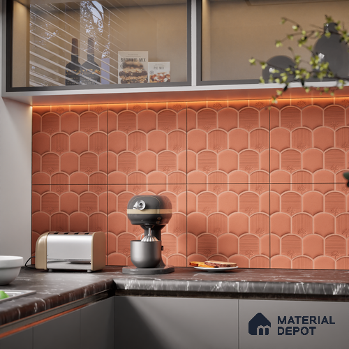 Patterned Wall Tile TL 08502 B 1 ft x 1 ft Glue Matte Finish Ceramic Tile - 10 mm | Suitable for Living Room, Bedroom, Bathroom & Kitchen | Please Expect a Slight Variation of Pattern