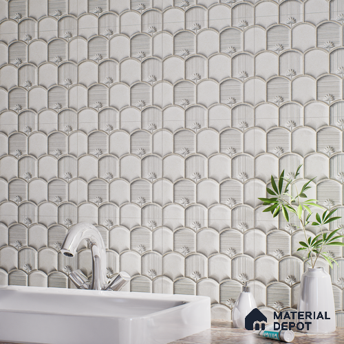 Patterned Wall Tile TL 08502 C 1 ft x 1 ft Glue Matte Finish Ceramic Tile - 10 mm | Suitable for Living Room, Bedroom, Bathroom & Kitchen | Please Expect a Slight Variation of Pattern