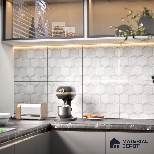 Patterned Wall Tile TL 08502 F 1 ft x 1 ft Matte Finish Ceramic Tile - 10 mm | Suitable for Living Room, Bedroom, Bathroom & Kitchen | Please Expect a Slight Variation of Pattern