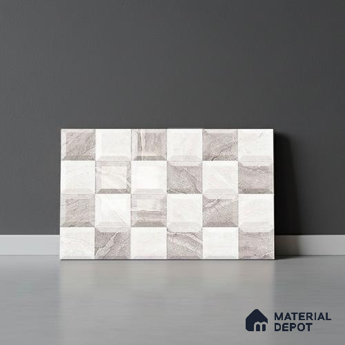 TL 01883 B Greyish White Highlighter 18 x 12 inch Glossy Finish Ceramic Wall Tile - 6 mm