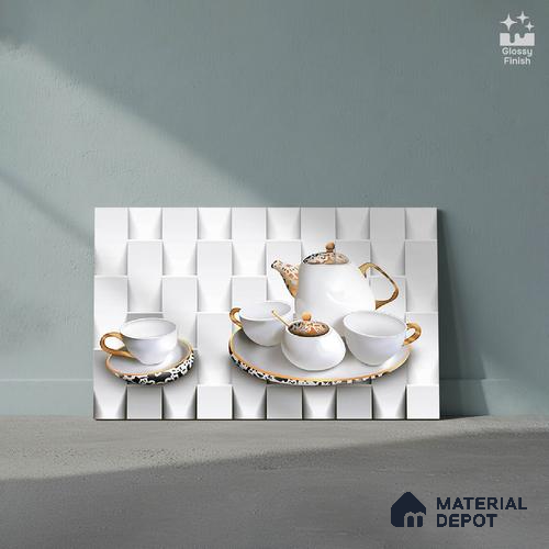 TL 01946 Pearl White  18 x 12 inch Glossy Finish Ceramic Wall Tile - 6 mm