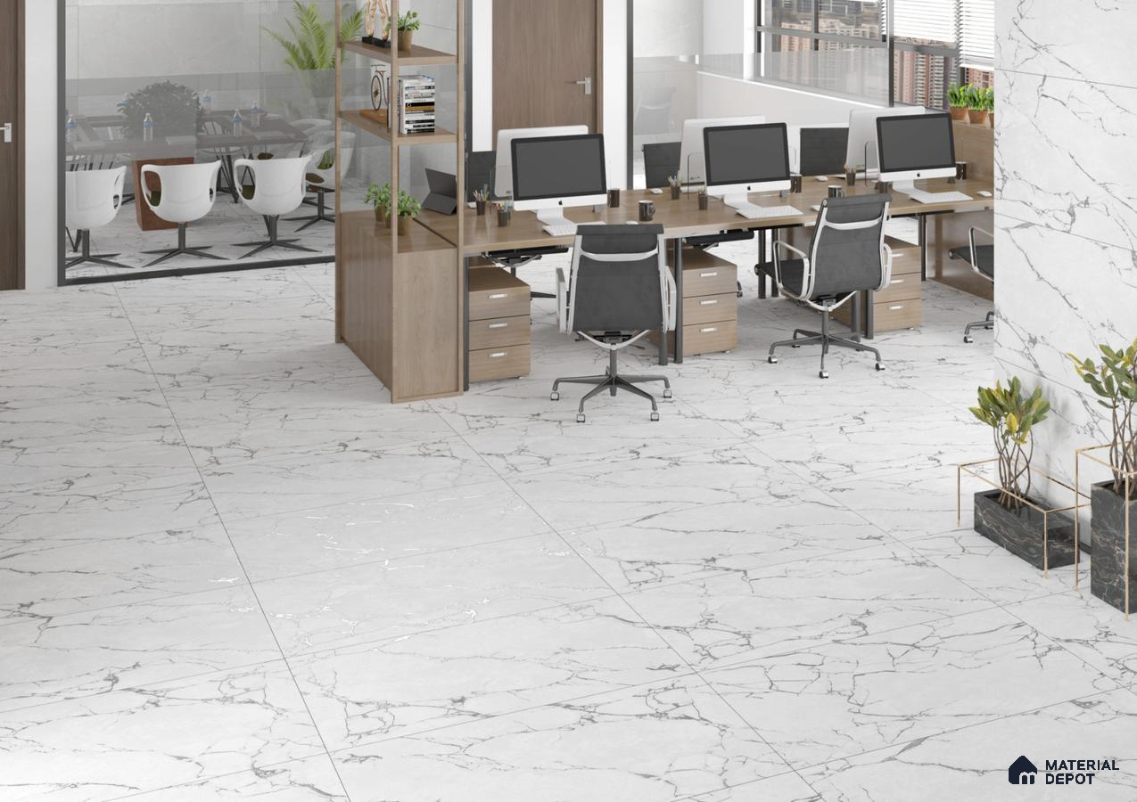 Modern Office with Sleek Marble-Inspired Tile Design | Material Depot